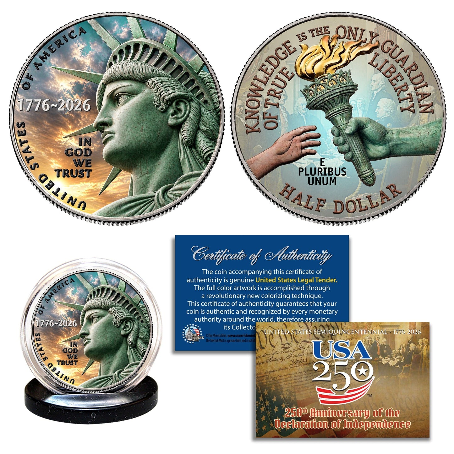 Colorized Liberty Half Dollar 1776-2026 | 250th Anniversary Genuine U.S. Legal Tender Coin