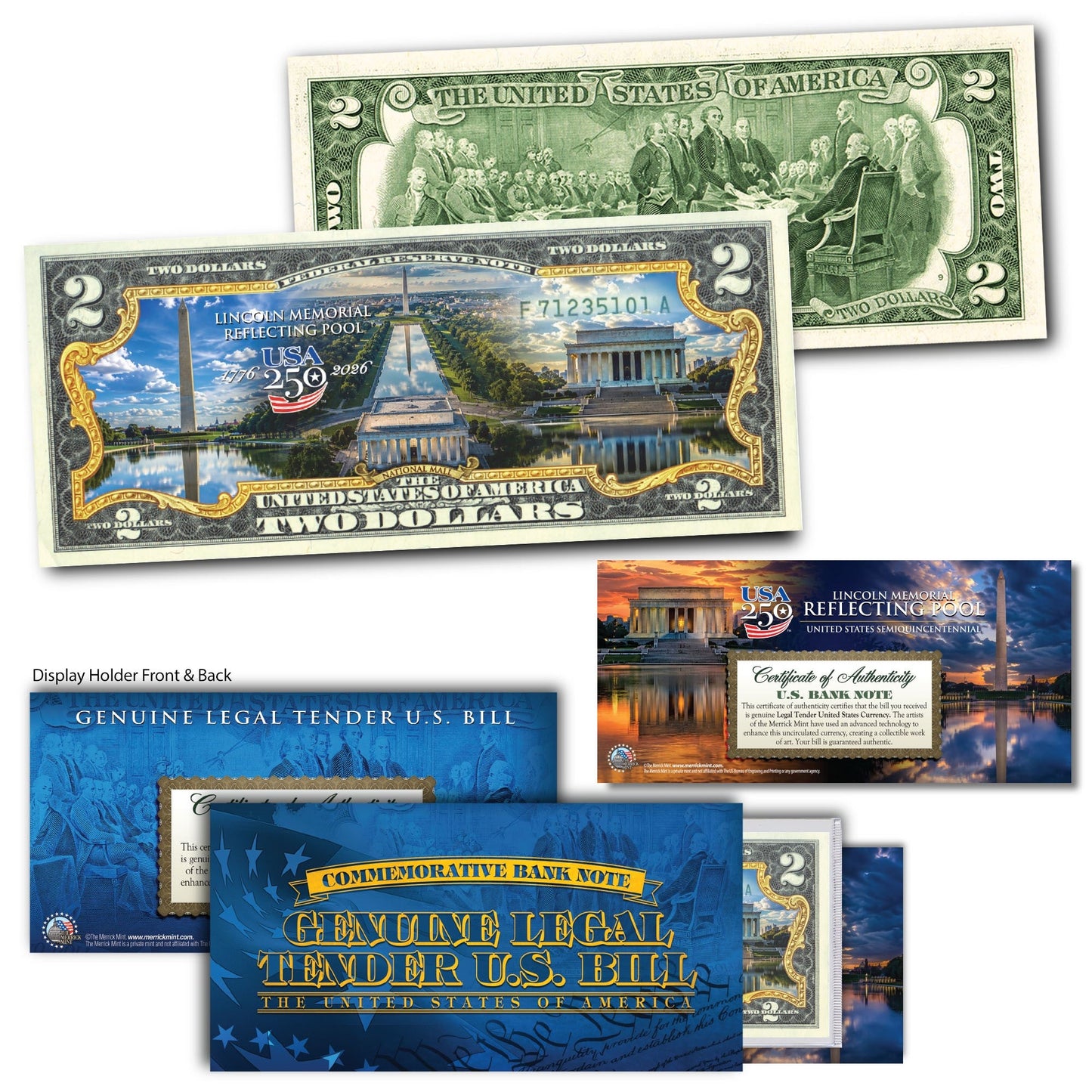 "Reflecting Pool" Legal Tender $2 Bill – USA 250th Collector's Edition