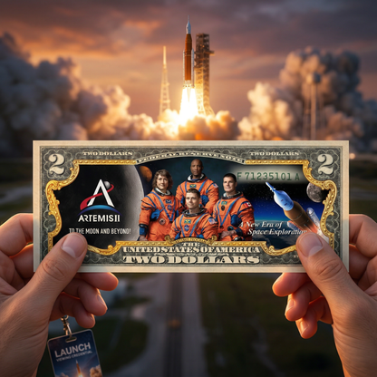 Artemis II Colorized $2 Bill | Genuine U.S. Legal Tender