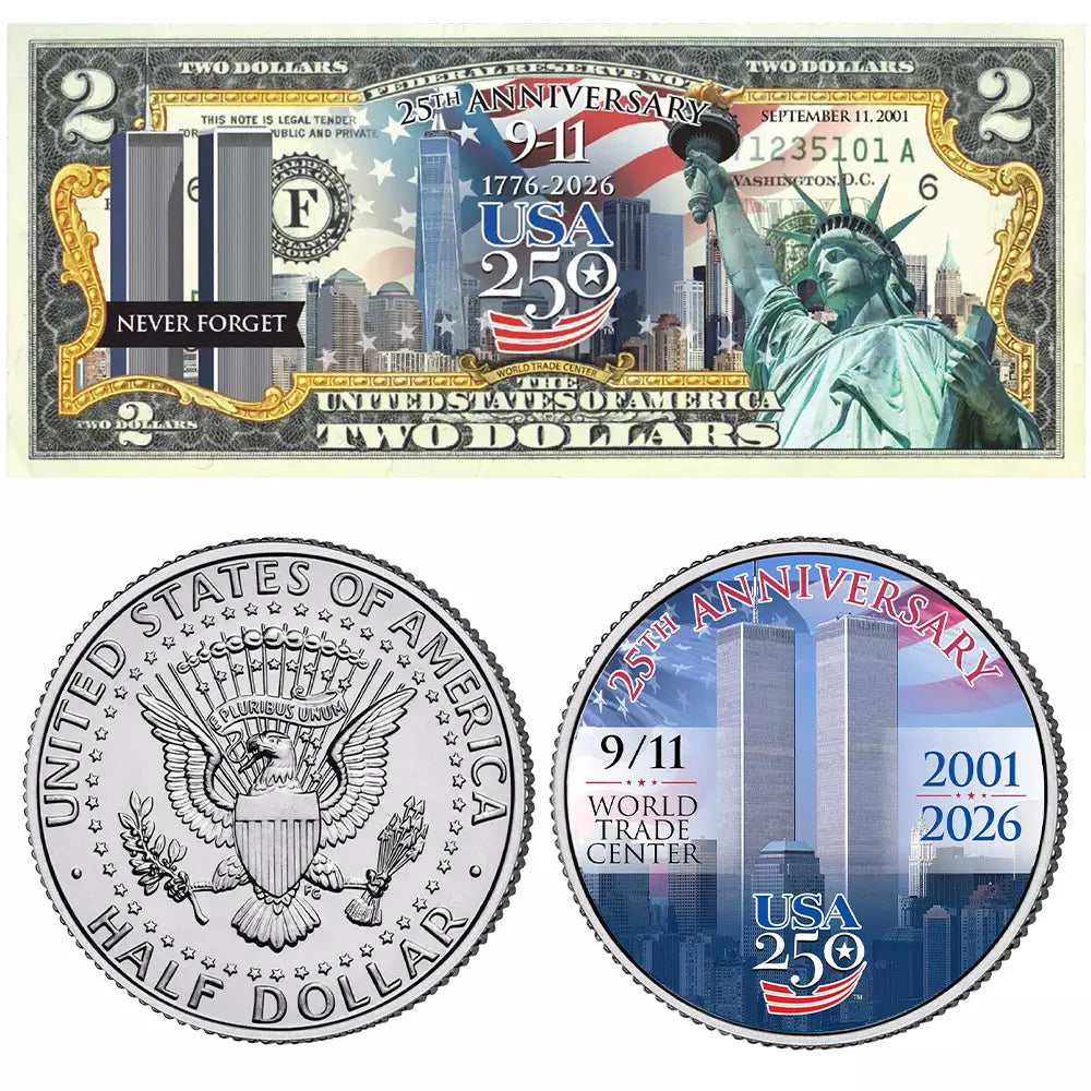 9/11 25th Anniversary $2 Bill + Coin Bundle