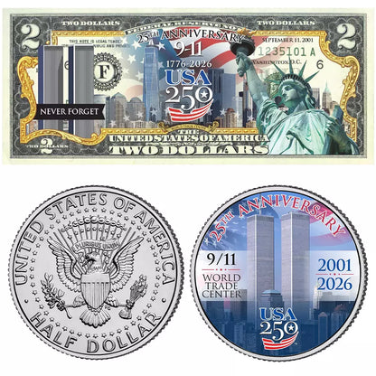 9/11 25th Anniversary $2 Bill + Coin Bundle