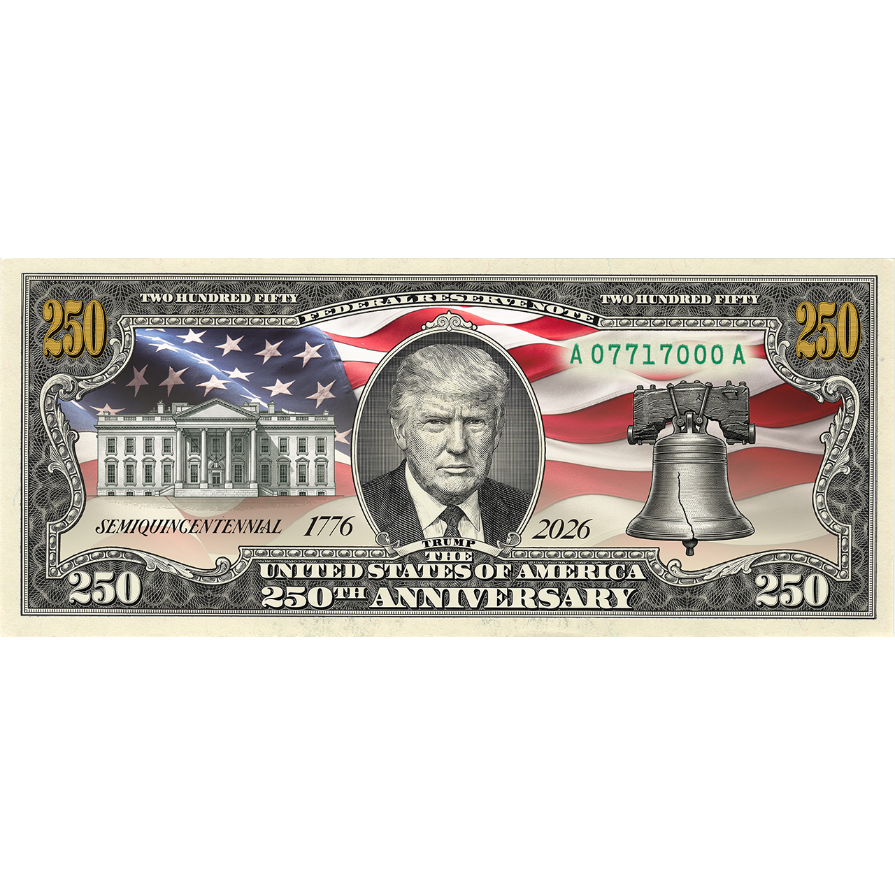 President Trump America's 250th Anniversary Legal Tender $2 Bill – Collector's Edition