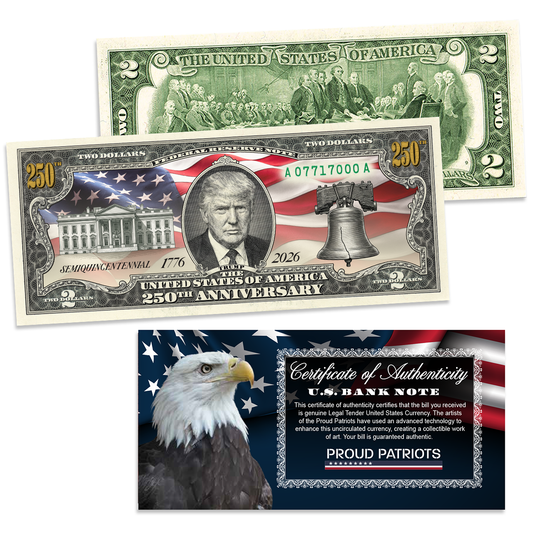 President Trump America's 250th Anniversary Legal Tender $2 Bill – Collector's Edition