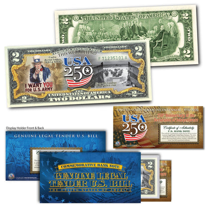 USA 250th Anniversary Military Bill Collectible $2 Bill Bundle [SAVE 10%]