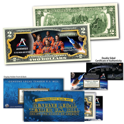 Artemis II Colorized $2 Bill | Genuine U.S. Legal Tender
