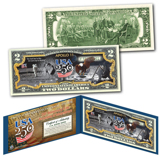 Apollo 11 Genuine Legal Tender $2 Bill – USA 250th Collector's Edition