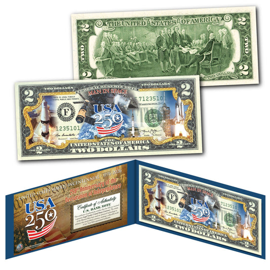 Man In Space Genuine Legal Tender $2 Bill – USA 250th Collector's Edition