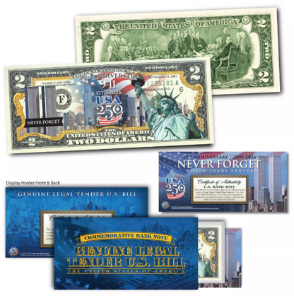 9/11 25th Anniversary $2 Bill + Coin Bundle