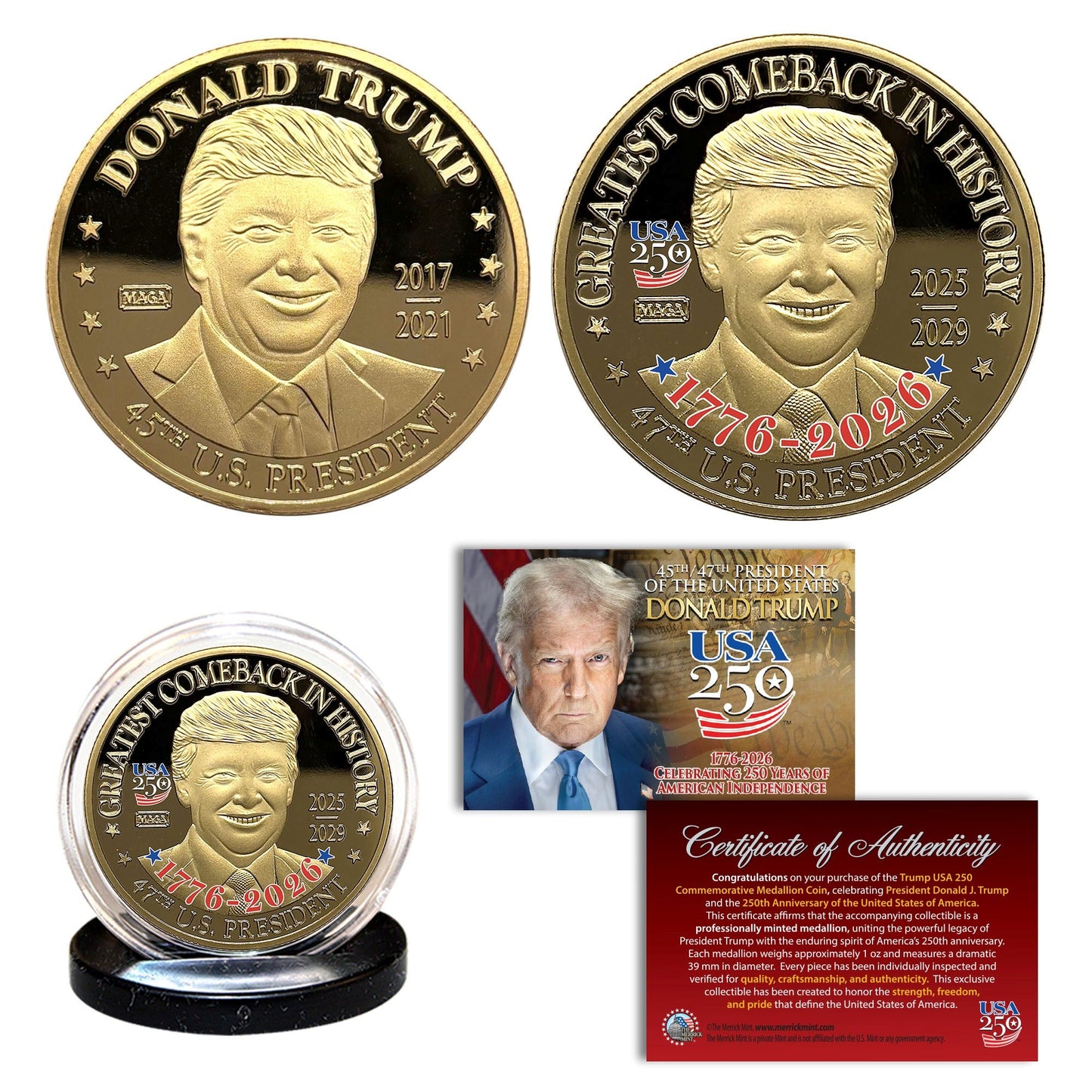 Trump USA 250 FLIP – GOLDEN PROOF
