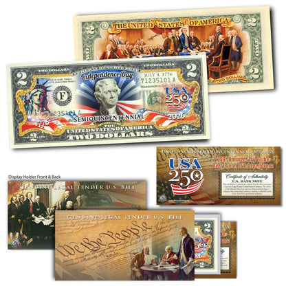 America's 250th Anniversary Collectible $2 Bills - Set of 8