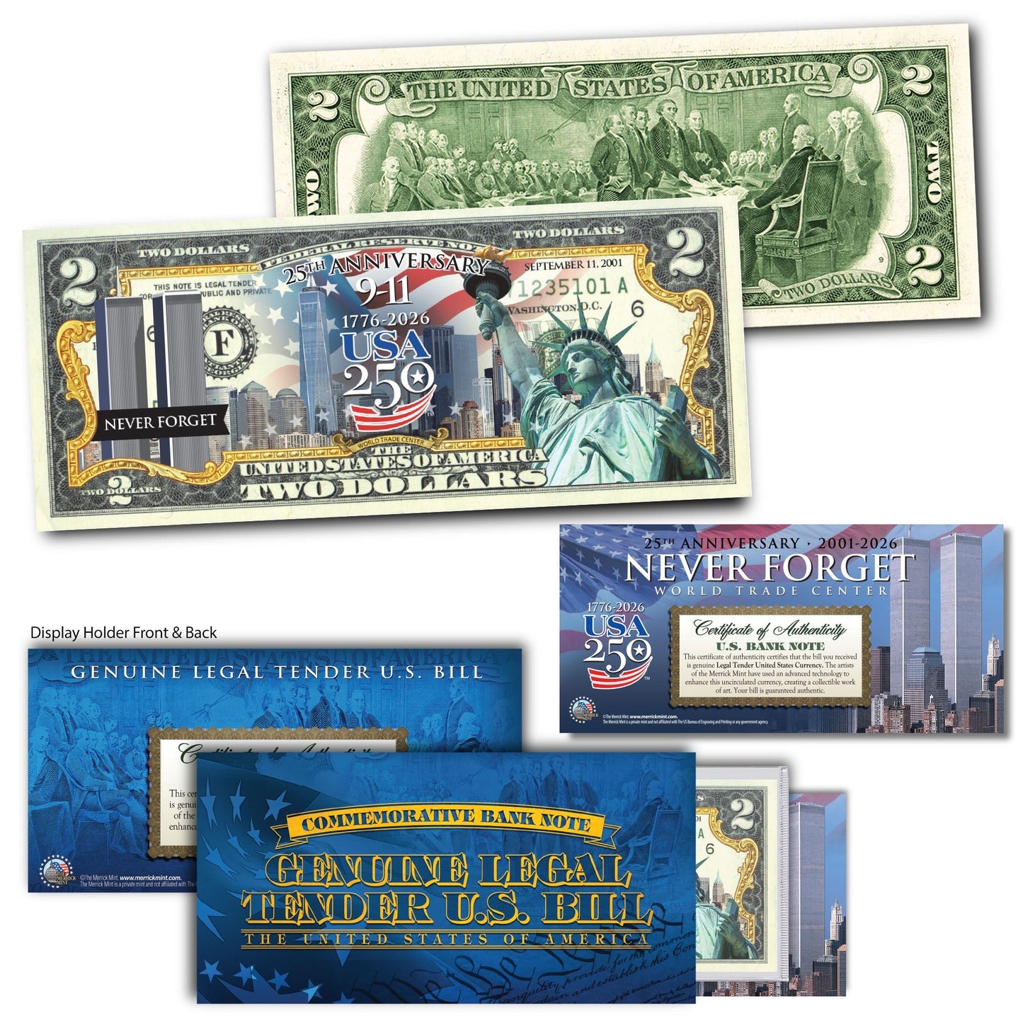 9/11 25th + America's 250th Anniversary Commemorative $2 Bill