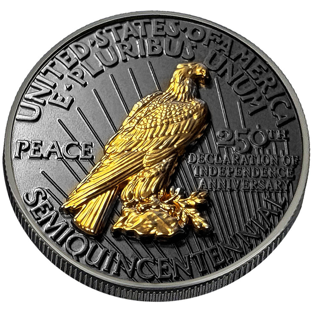 3D Peace Dollar Tribute Coin With USA 250 Privy Mark (Black Ruthenium & 24k Gold)