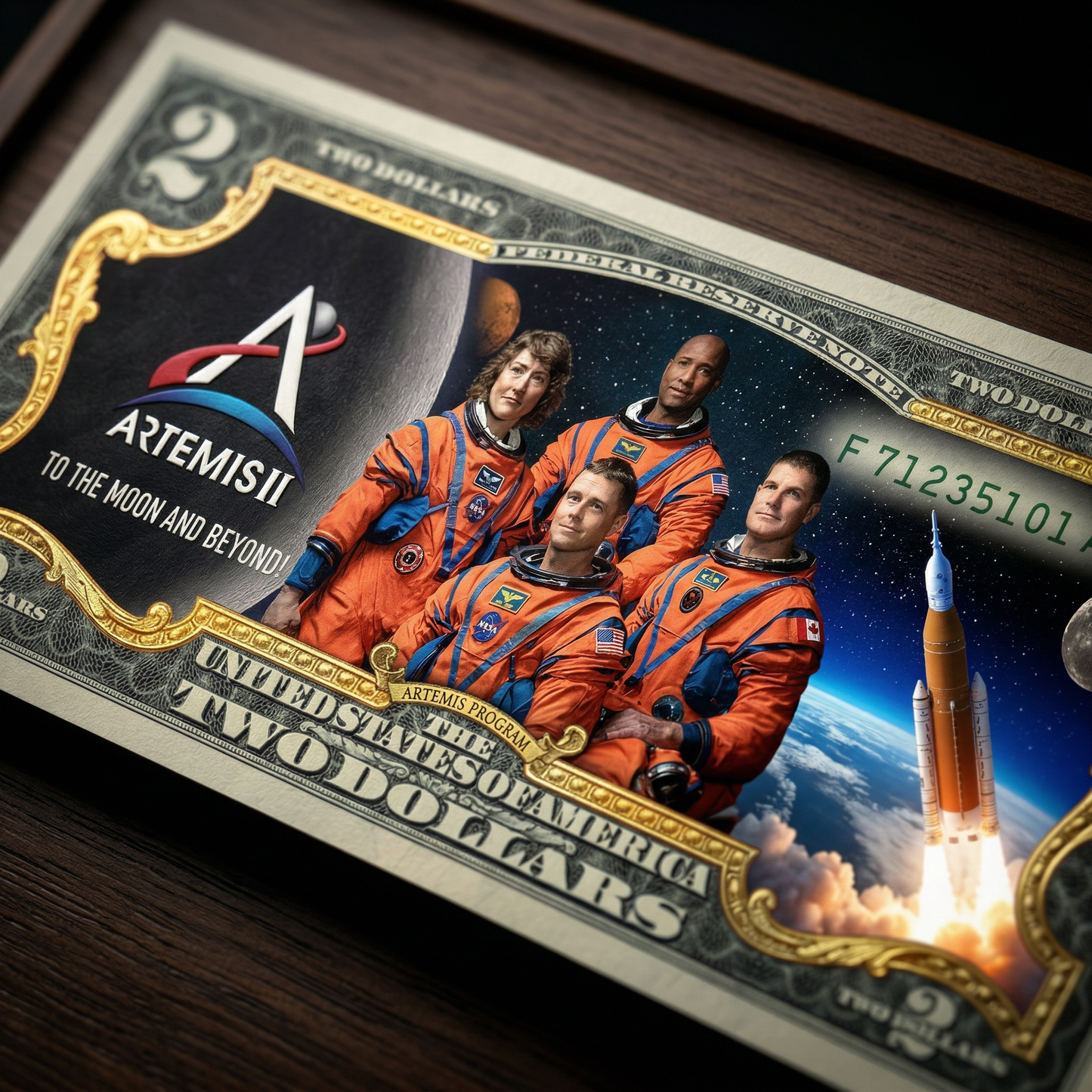 Artemis II Colorized $2 Bill | Genuine U.S. Legal Tender
