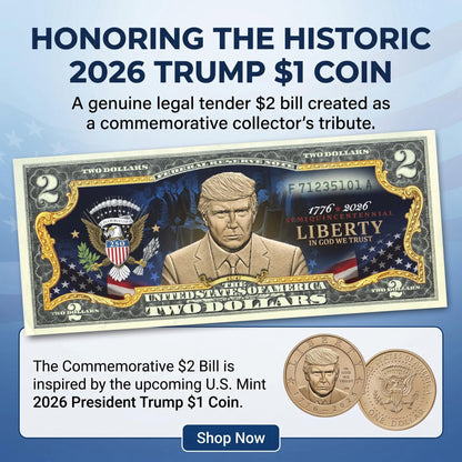 President Trump 1776–2026 Semiquincentennial $2 Bill — Genuine U.S. Legal Tender Commemorating the First Sitting President on U.S. Currency in 100 Years