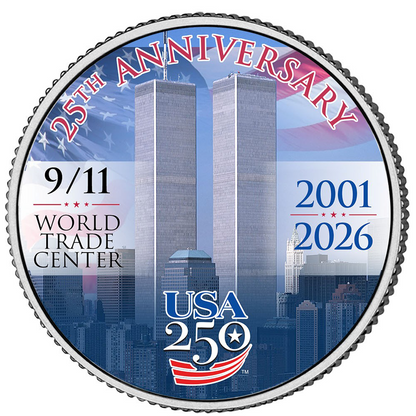 9/11 25th + America's 250th Anniversary Commemorative JFK Half Dollar
